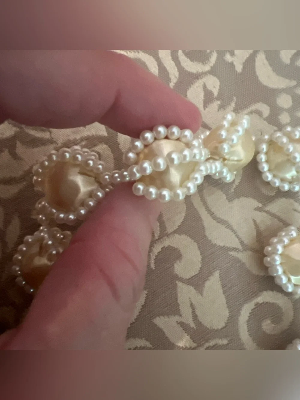STUNNING VINTAGE ESTATE CAGED BEAD & PEARL NECKLACE Faux Pearls 36” Long